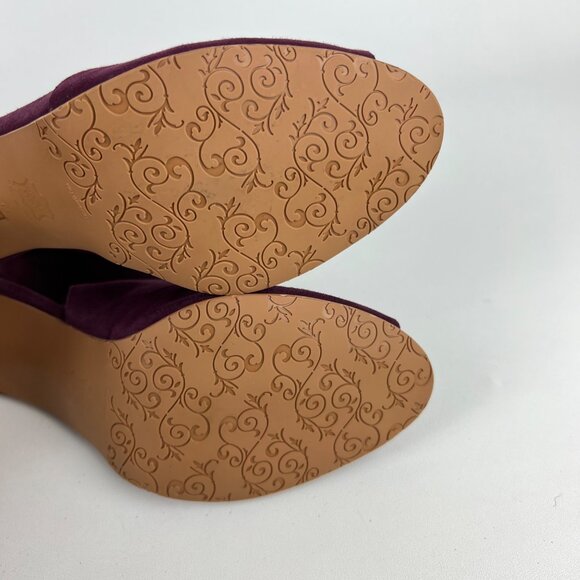 Brenda Zaro Womens Burgundy Suede Leather Peep Toe Block Heel Pumps size 10 10.5 - Picture 12 of 15
